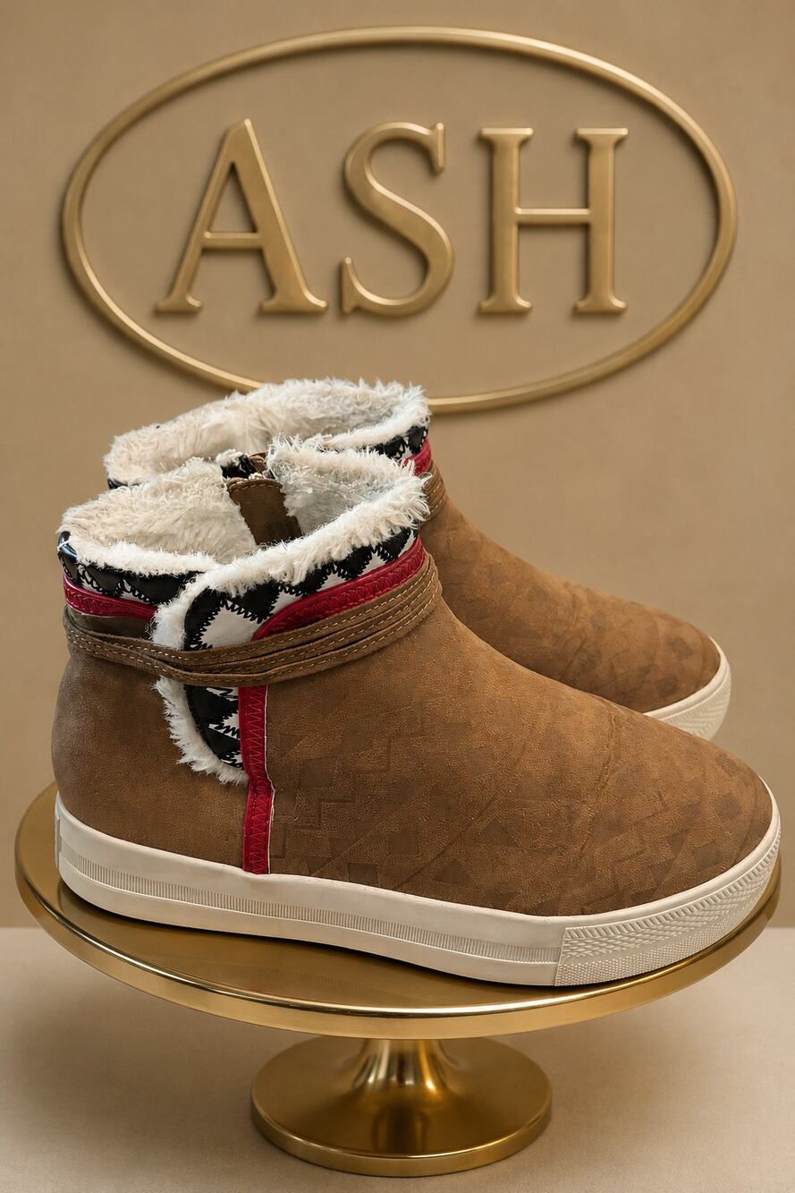 ASH Faux Fur Lined High Top Sneaker Boots Brown Women’s US 5 EU 35